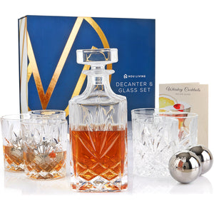 Nou Living Crystal Decanter and Glass Set - Classic